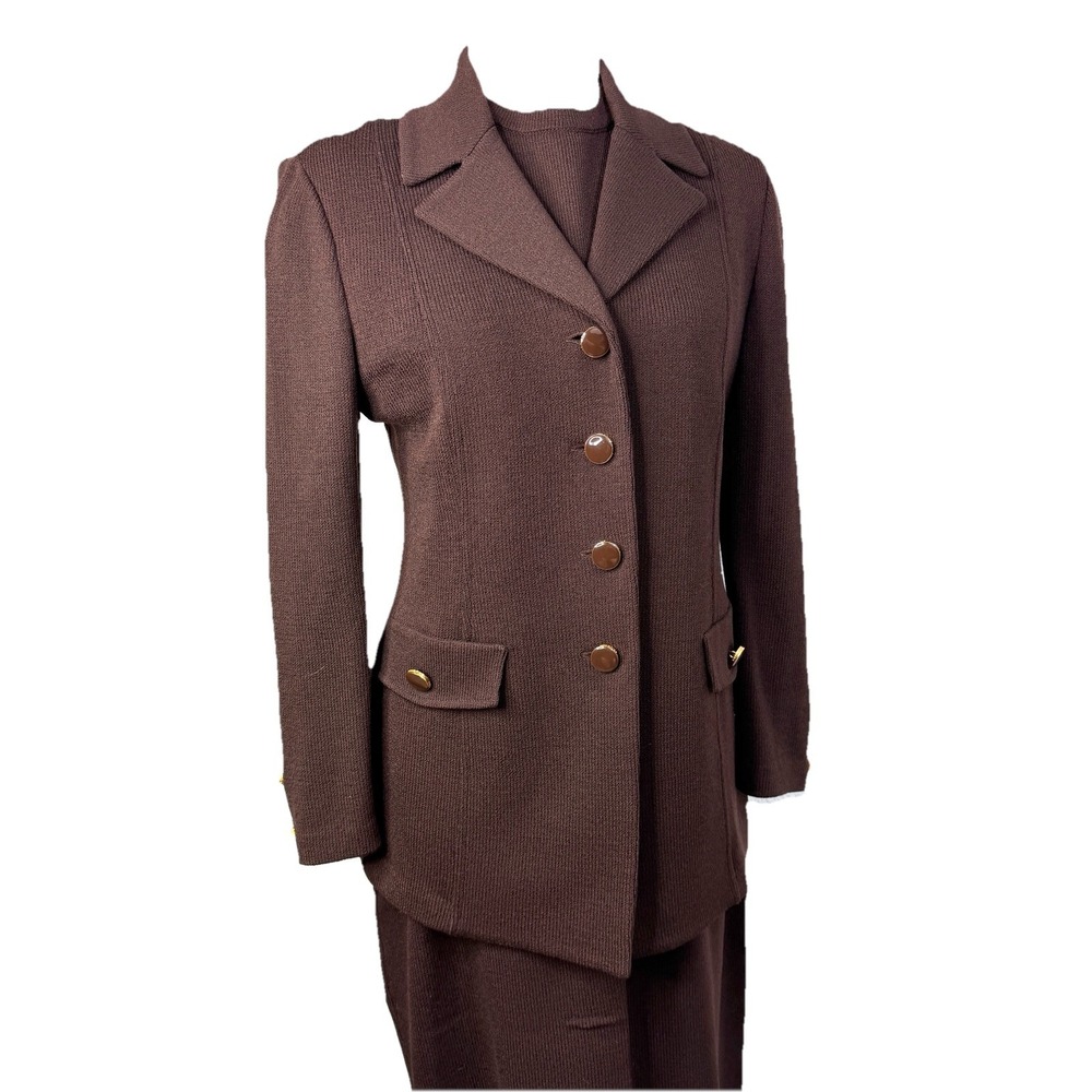 St. John Brown 3 Piece Santana Knit Skirt Set‎ Women's Size 12/2/P - Picture 2 of 16